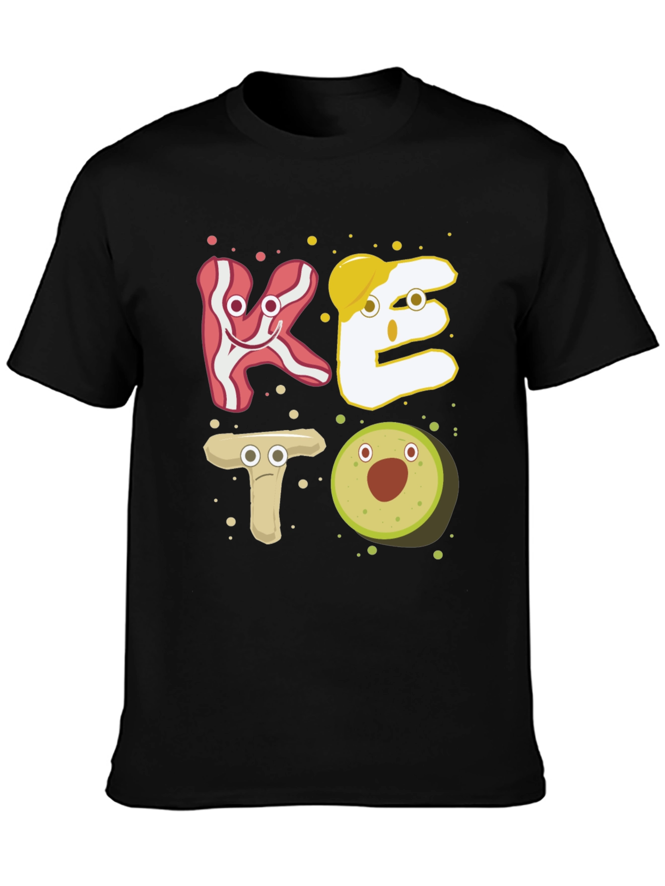 Keto Cartoon Food T-Shirt - Black