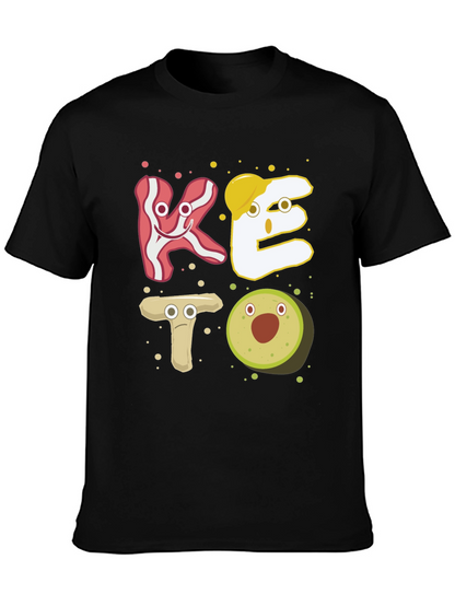 Keto Cartoon Food T-Shirt - Black