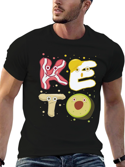 Keto Cartoon Food T-Shirt - Black