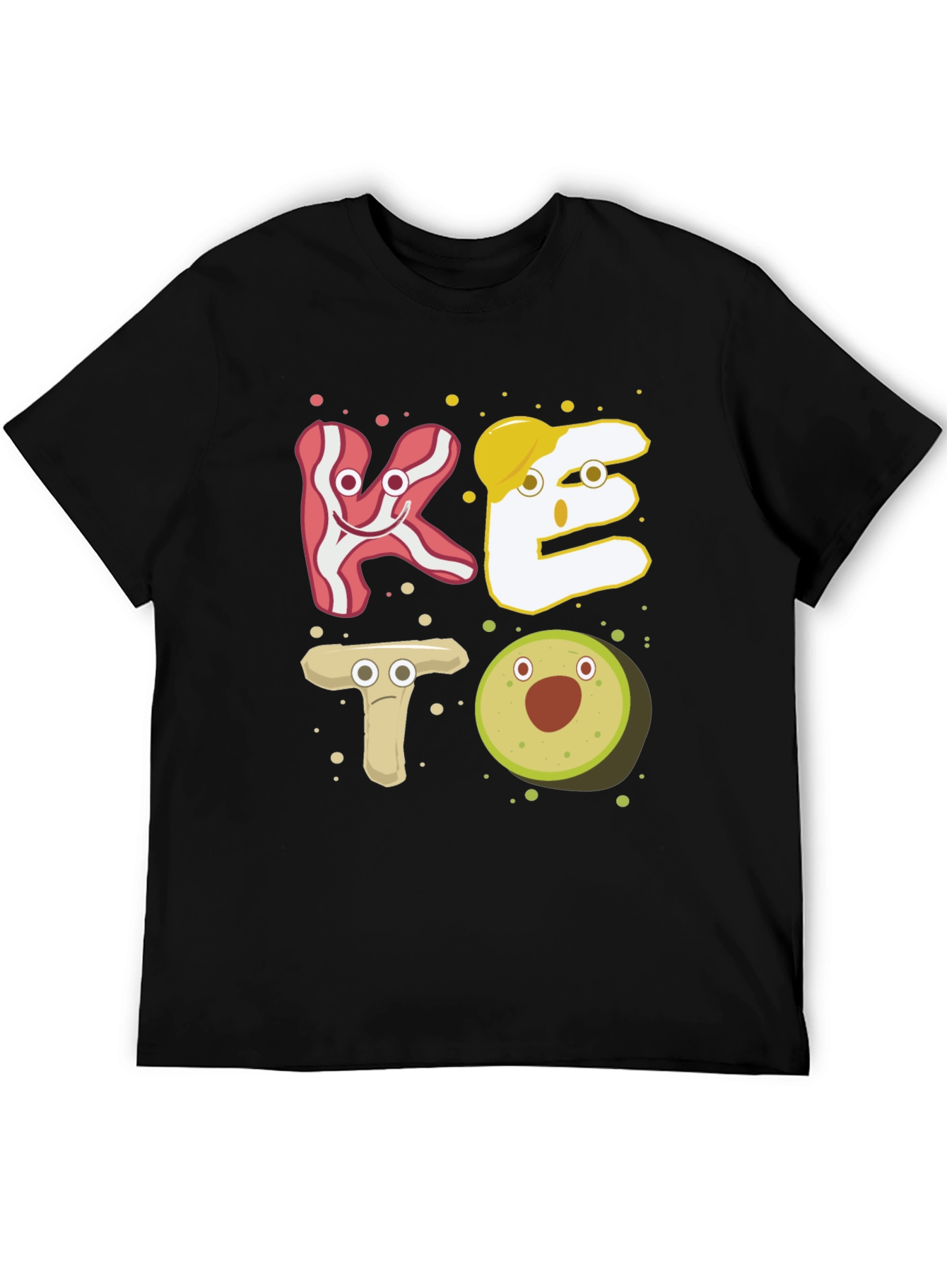 Keto Cartoon Food T-Shirt - Black