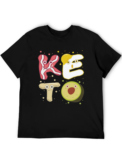 Keto Cartoon Food T-Shirt - Black