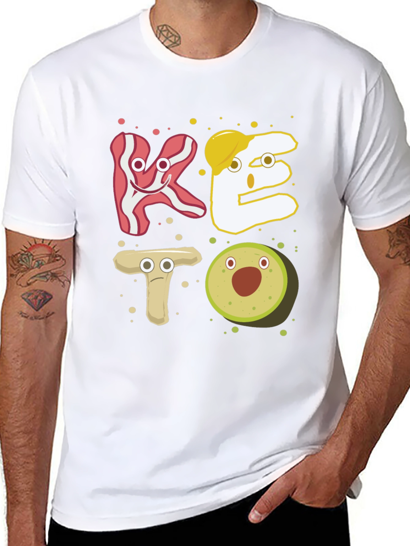 Keto Cartoon Food T-Shirt - Black
