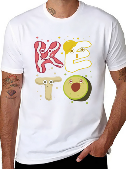 Keto Cartoon Food T-Shirt - Black