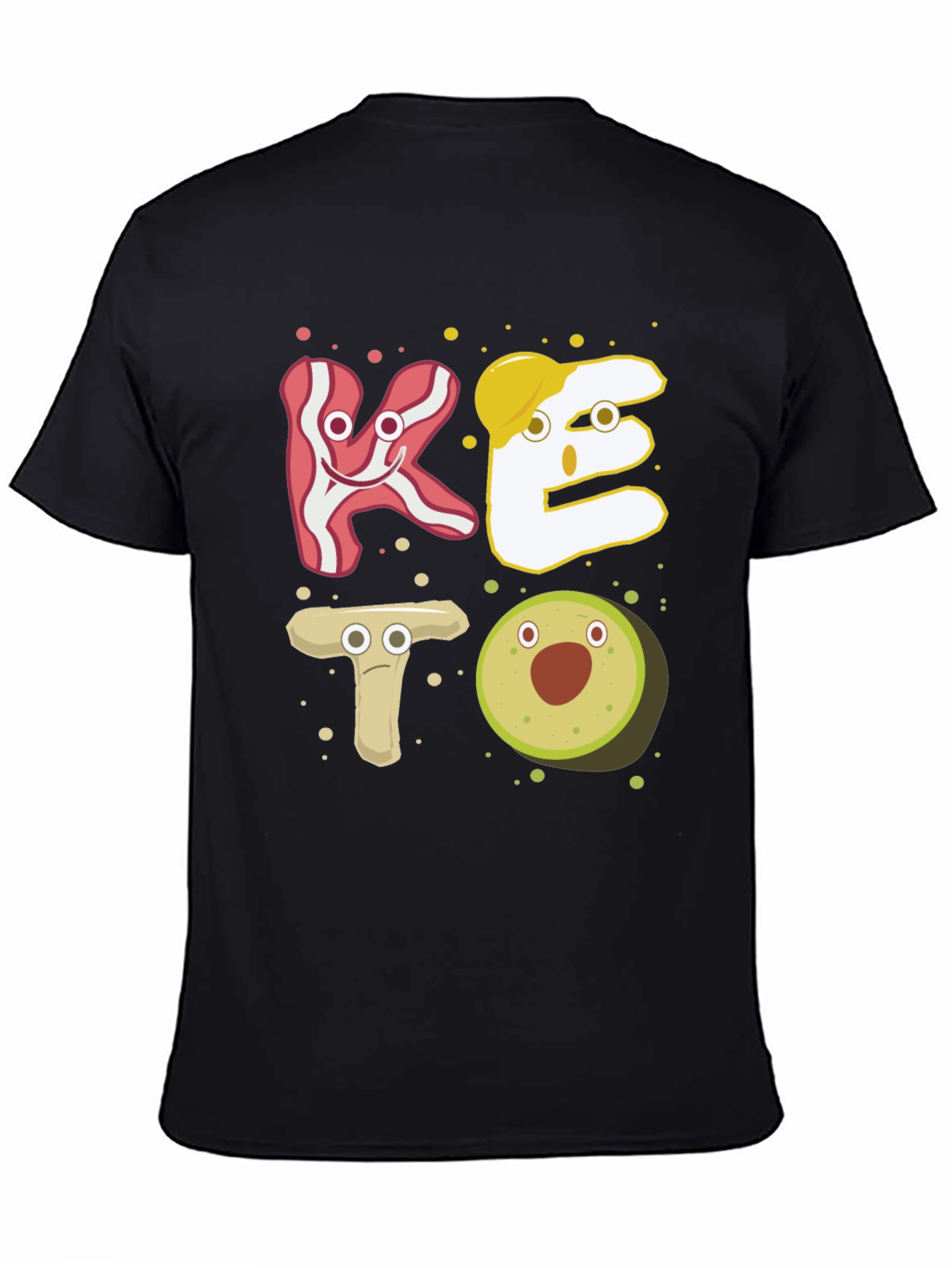 Keto Cartoon Food T-Shirt - Black