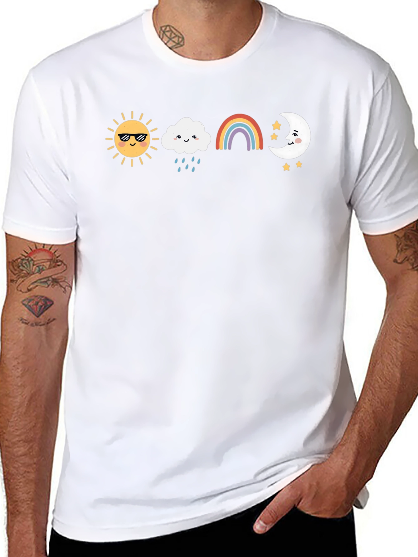 Sun Cloud Rainbow Moon Graphic Tee