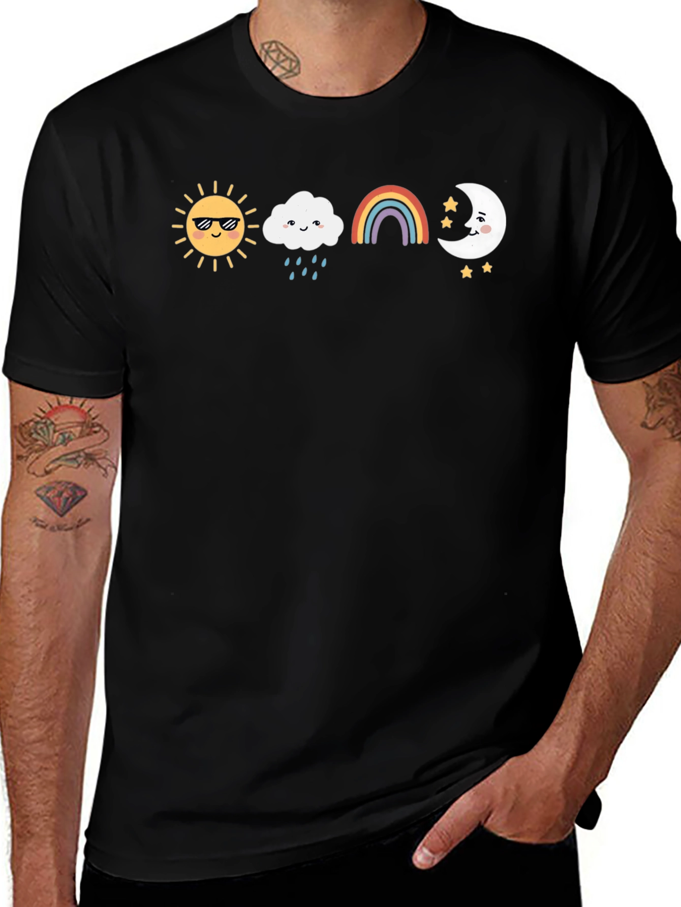 Sun Cloud Rainbow Moon Graphic Tee