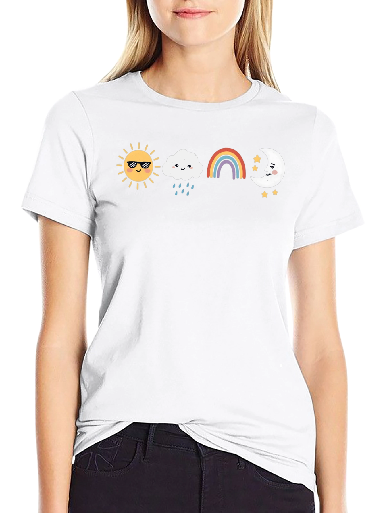 Sun Cloud Rainbow Moon Graphic Tee