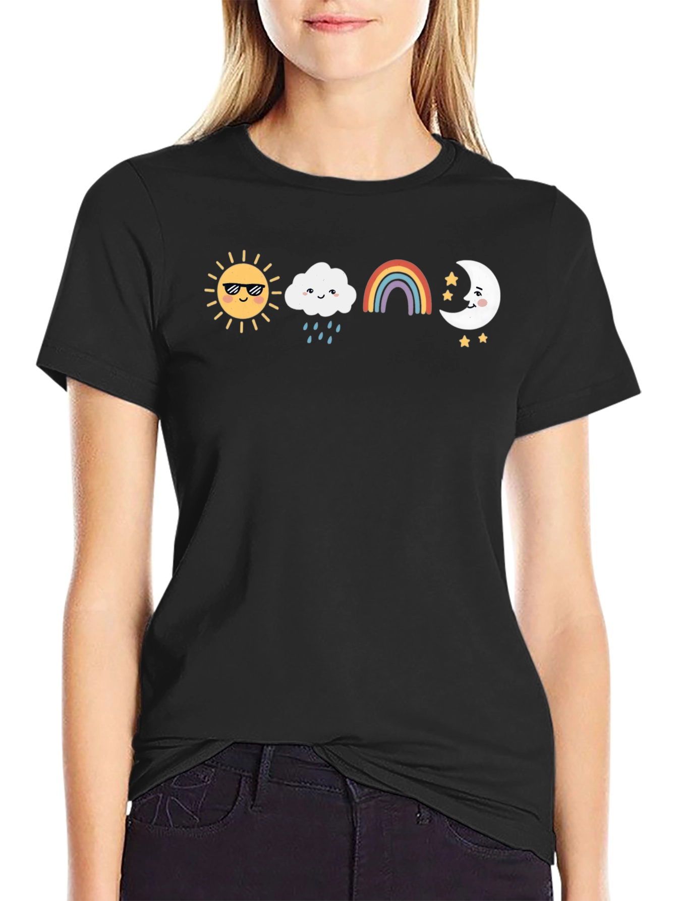 Sun Cloud Rainbow Moon Graphic Tee