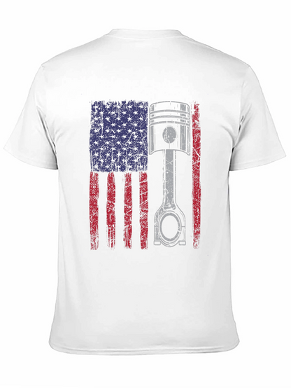 American Flag Piston T-Shirt - Automotive Enthusiast Apparel