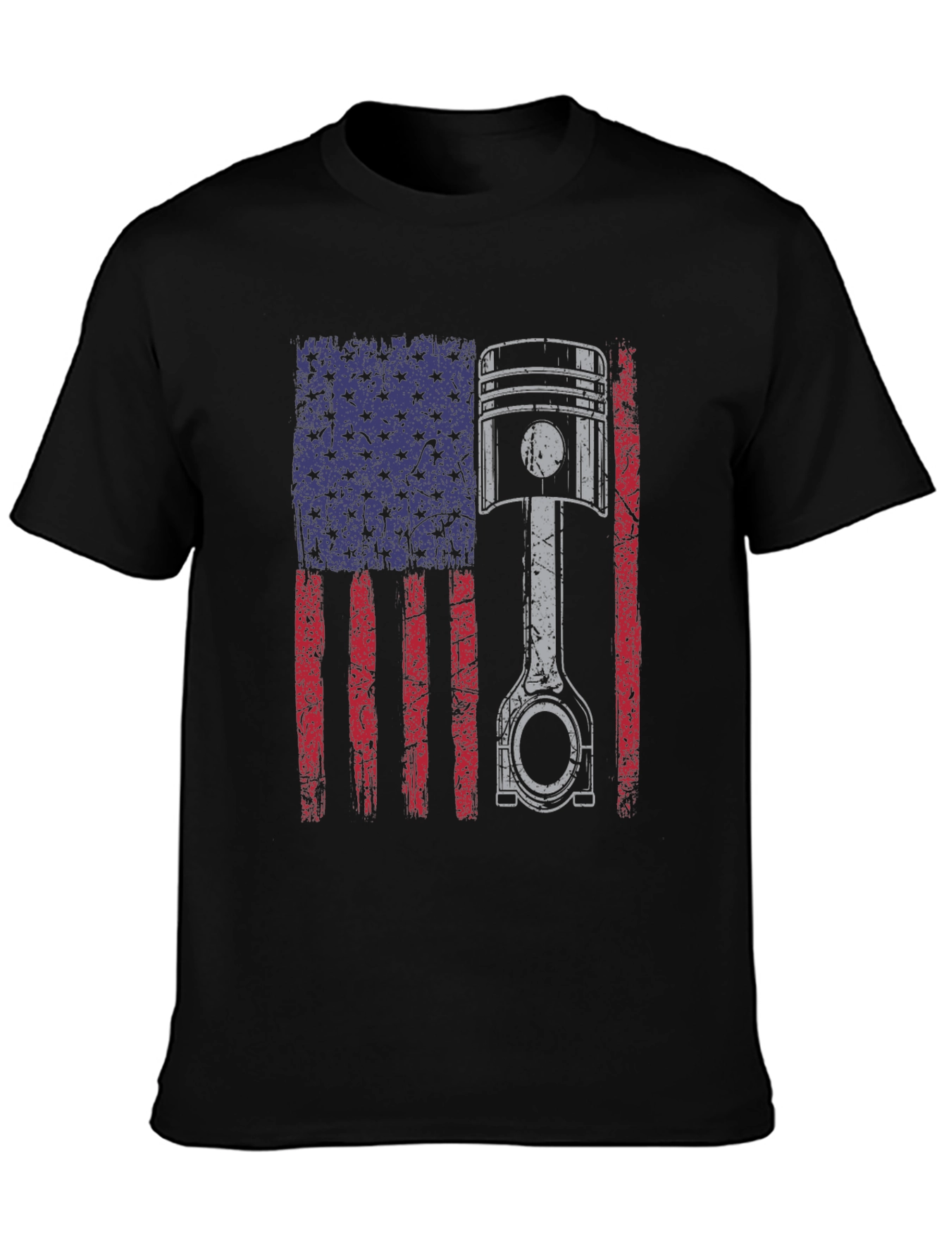 American Flag Piston T-Shirt - Automotive Enthusiast Apparel