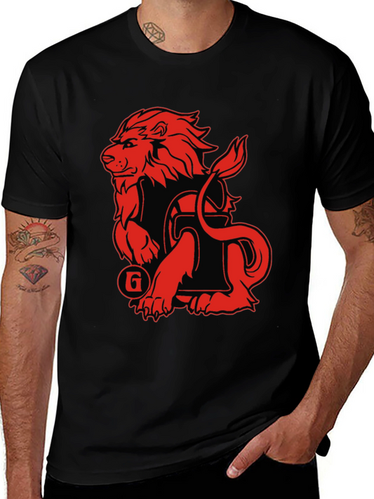 Lion Graphic Print T-Shirt - Black