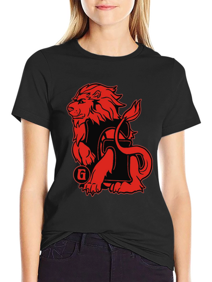 Lion Graphic Print T-Shirt - Black
