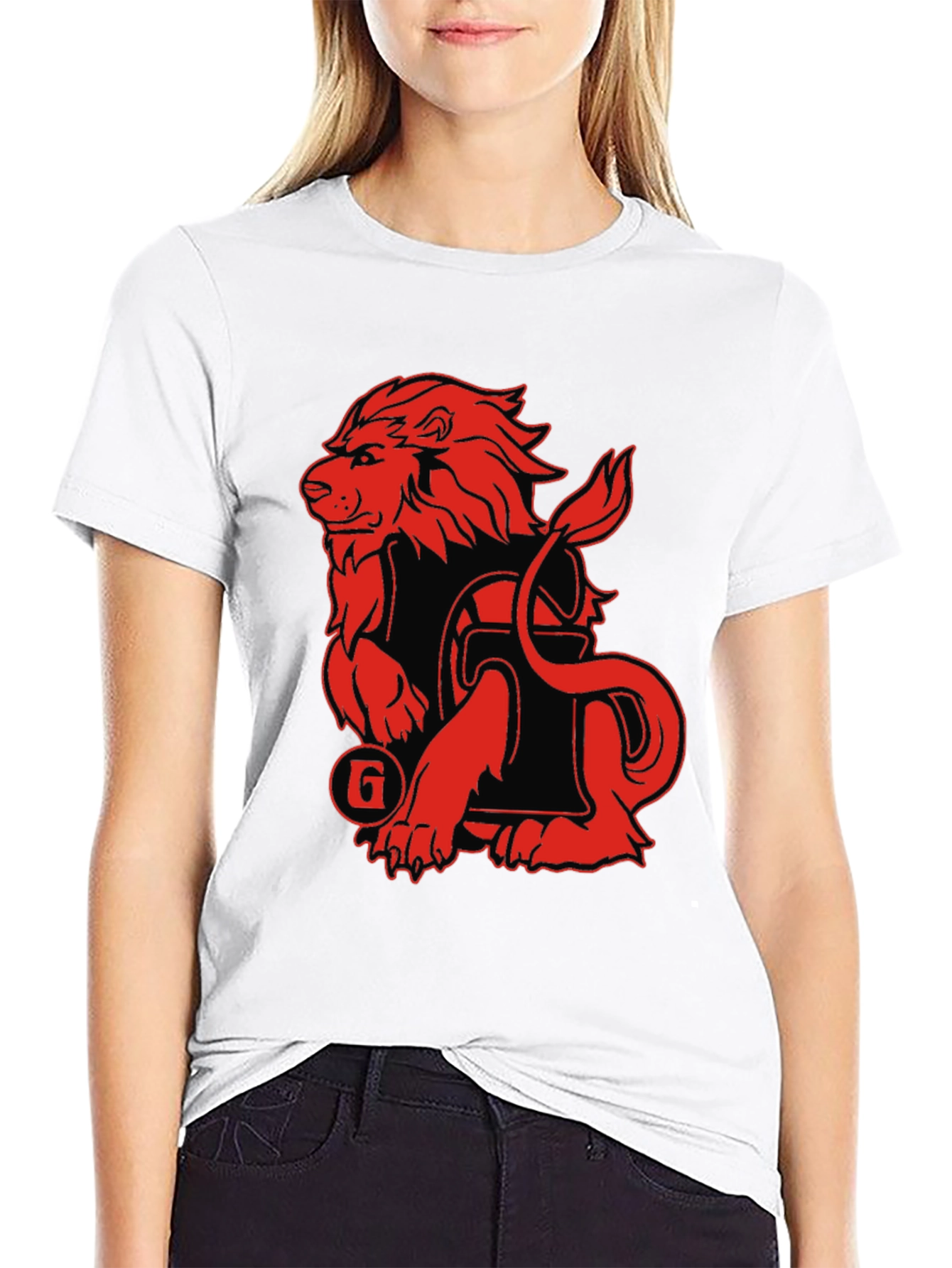 Lion Graphic Print T-Shirt - Black