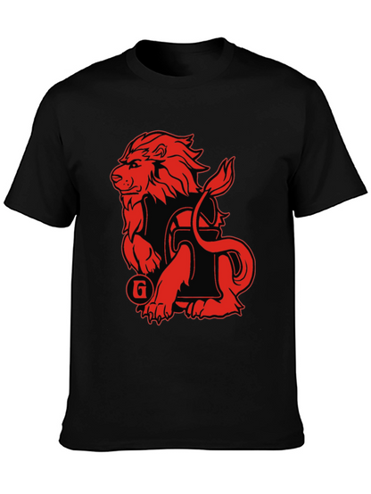 Lion Graphic Print T-Shirt - Black