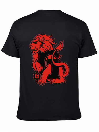 Lion Graphic Print T-Shirt - Black