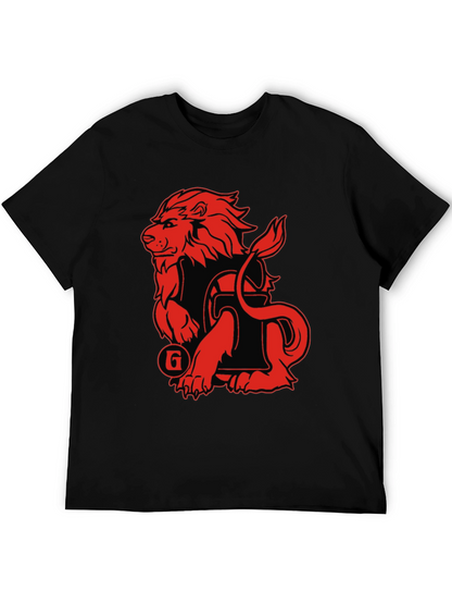 Lion Graphic Print T-Shirt - Black