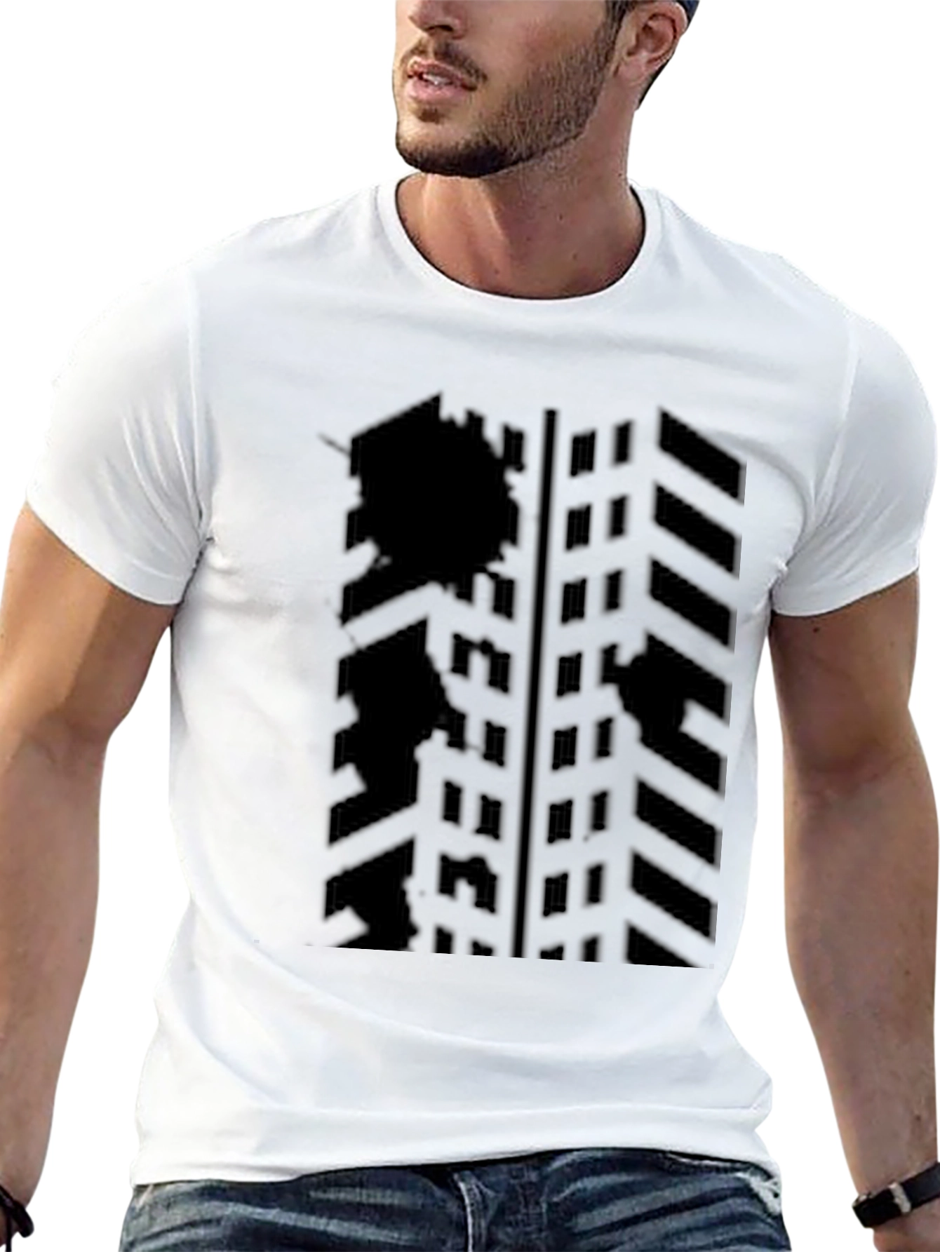 Abstract Geometric Black Graphic Tee