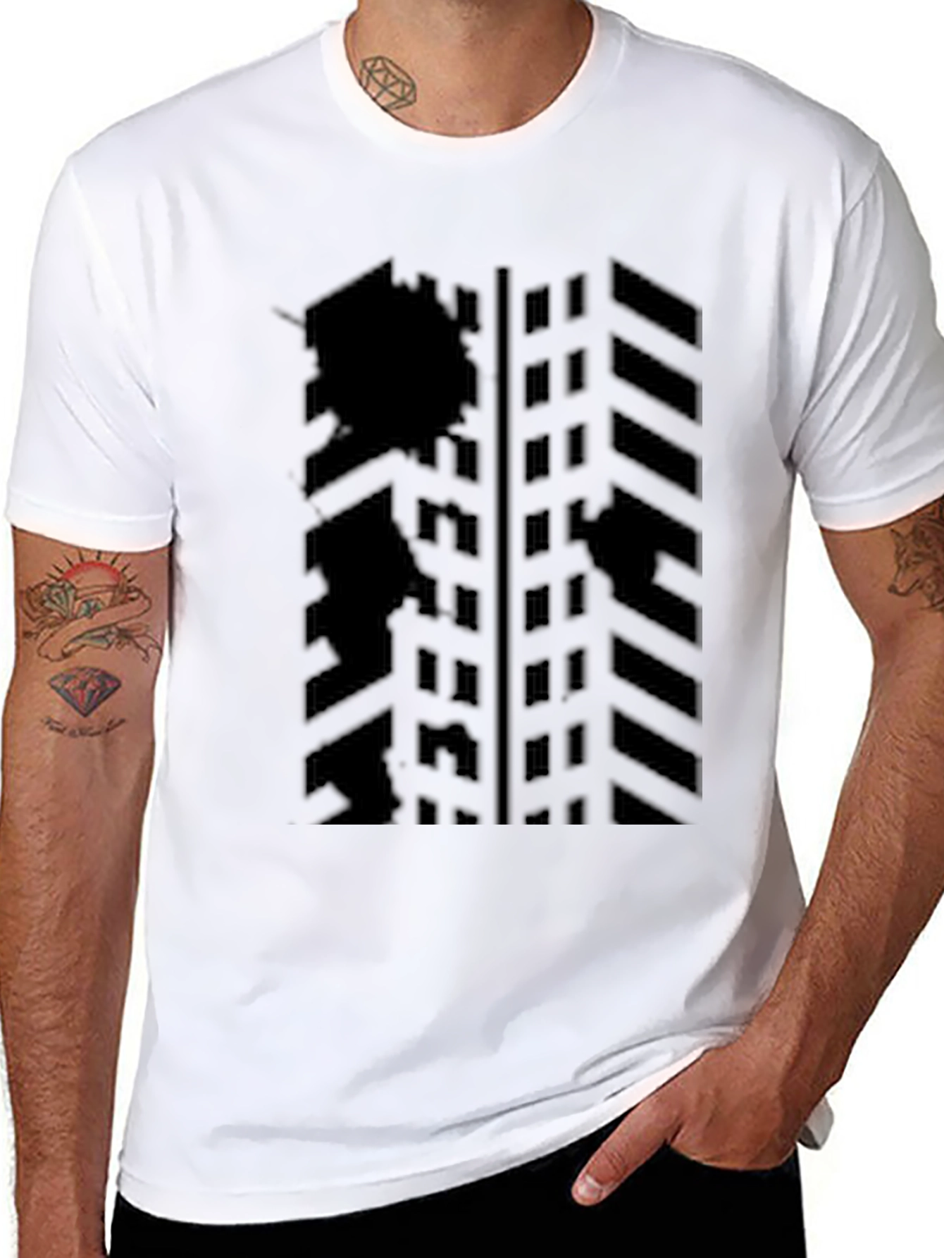 Abstract Geometric Black Graphic Tee