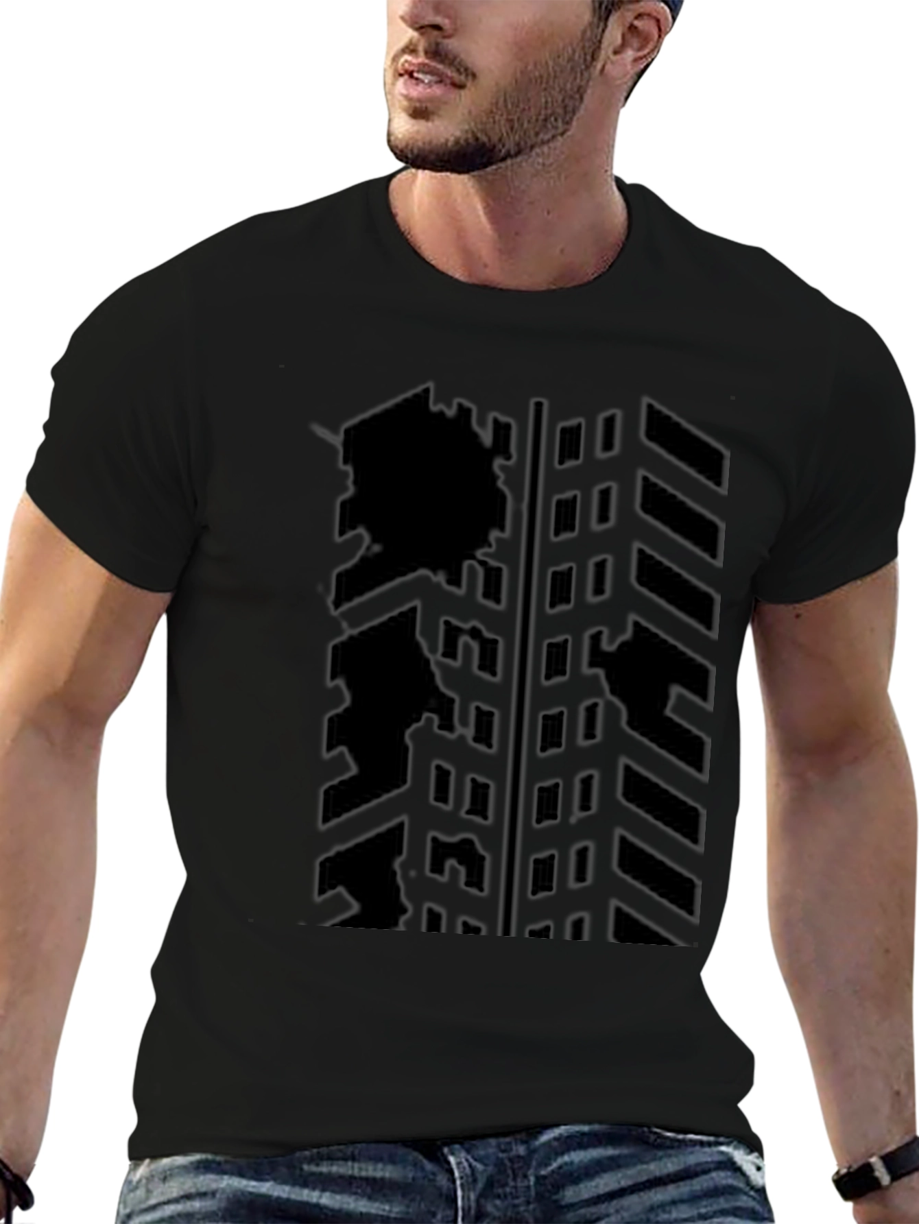 Abstract Geometric Black Graphic Tee