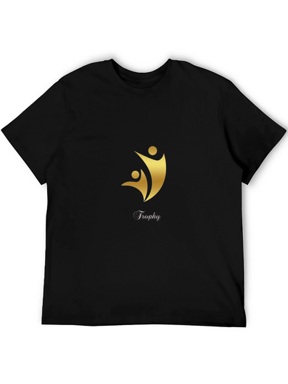 Black T-Shirt with Gold Trophy Graphic