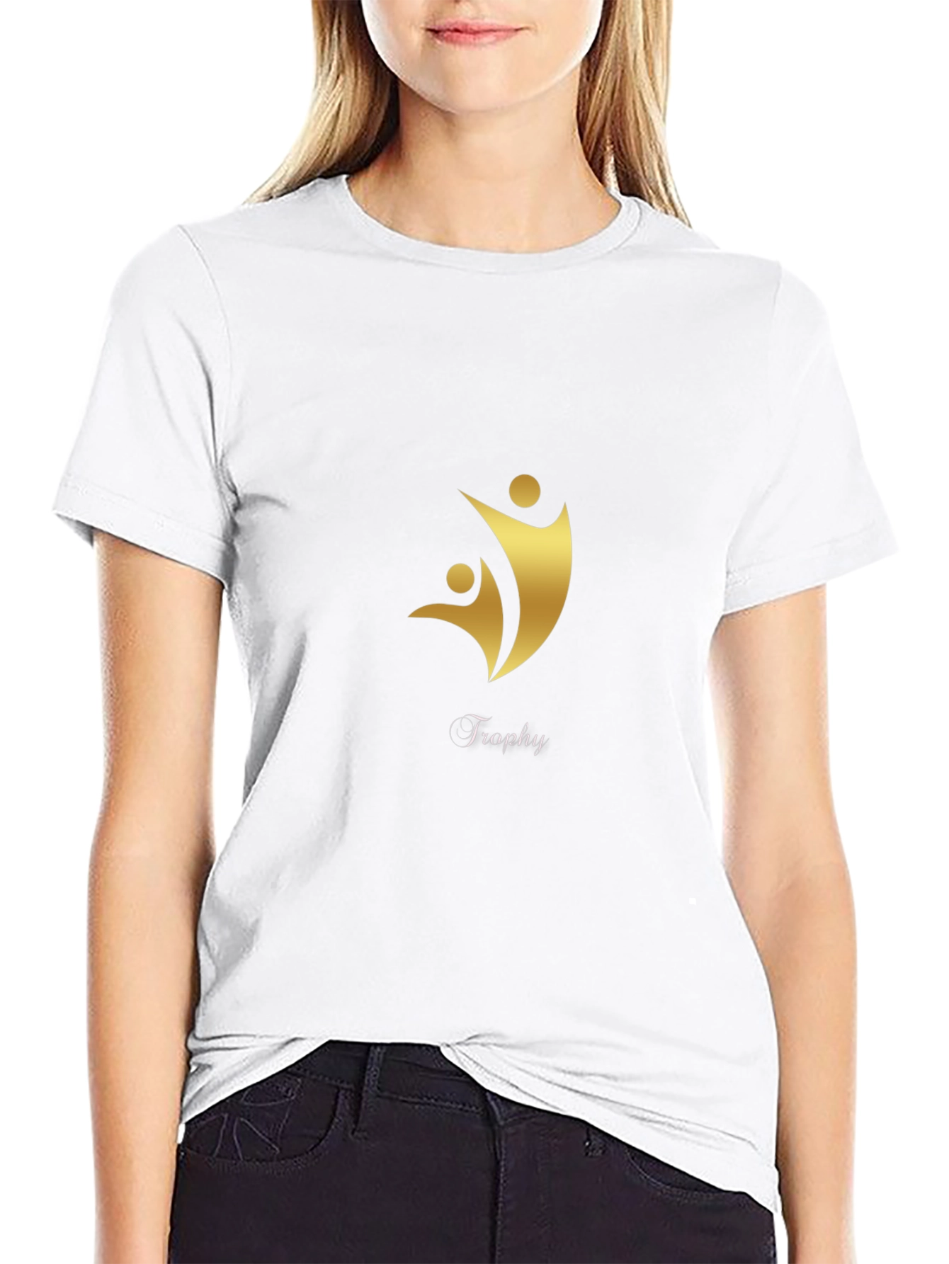 Black T-Shirt with Gold Trophy Graphic