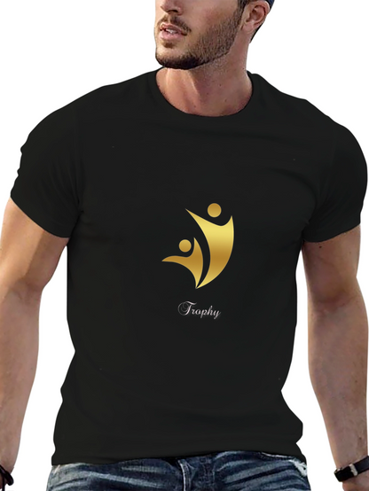 Black T-Shirt with Gold Trophy Graphic