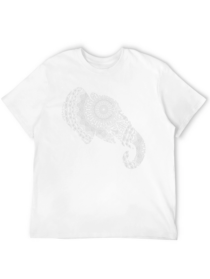 Elephant Mandala Graphic Tee - Black Cotton Casual Shirt