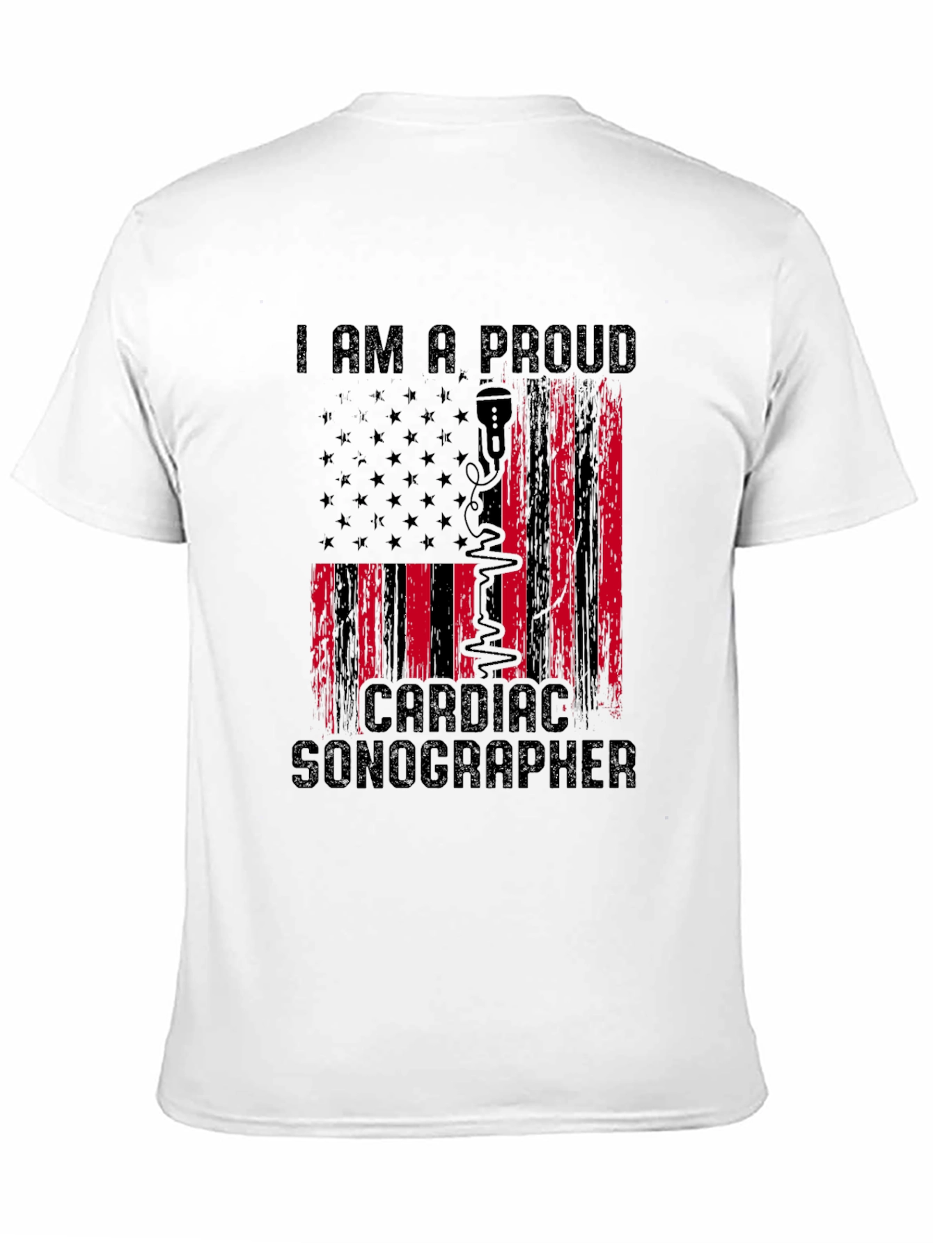 Proud Cardiac Sonographer T-Shirt - American Flag Design