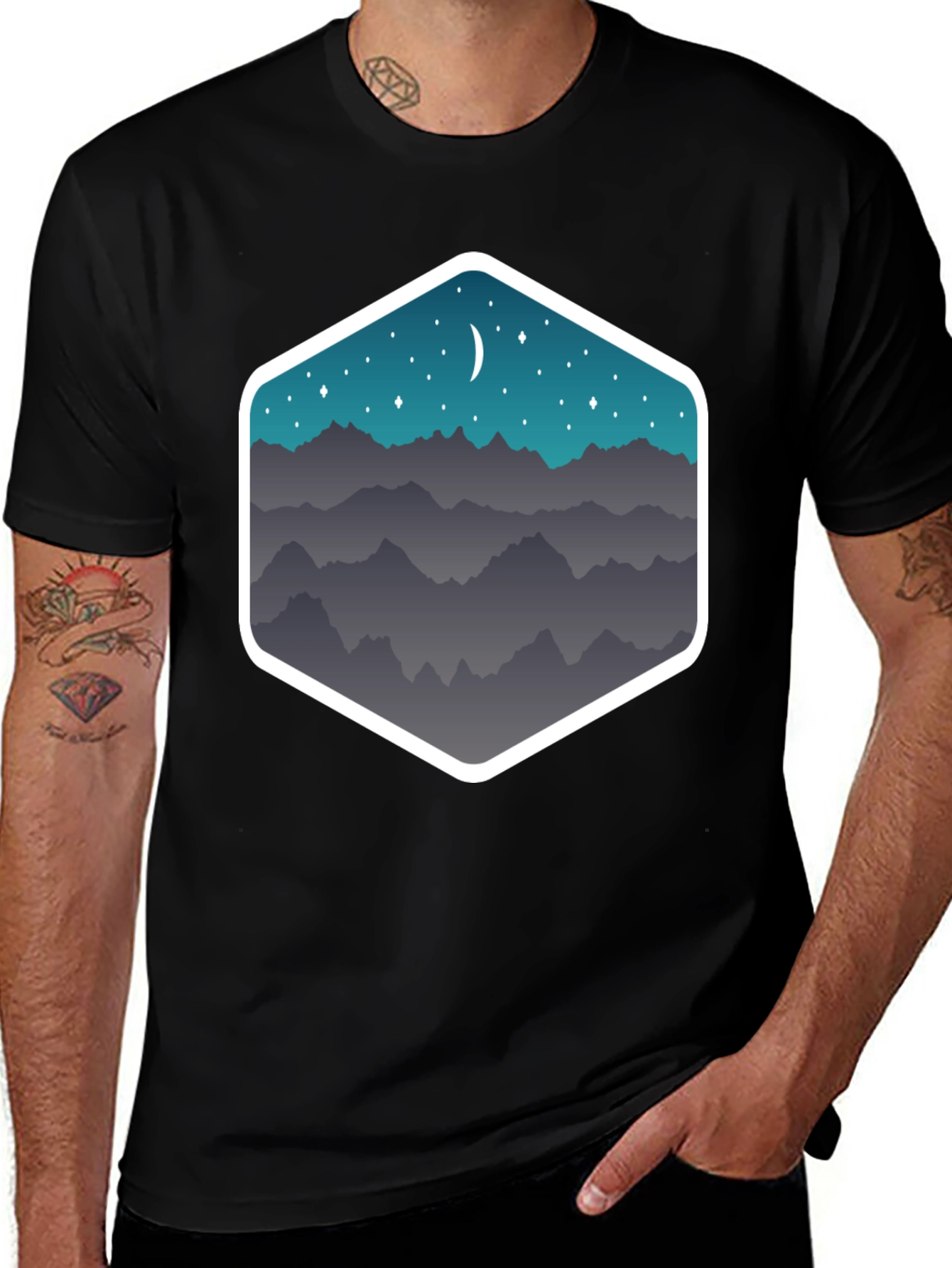 Mountain Moonscape Graphic Tee - Black