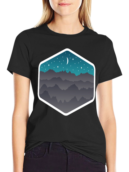 Mountain Moonscape Graphic Tee - Black
