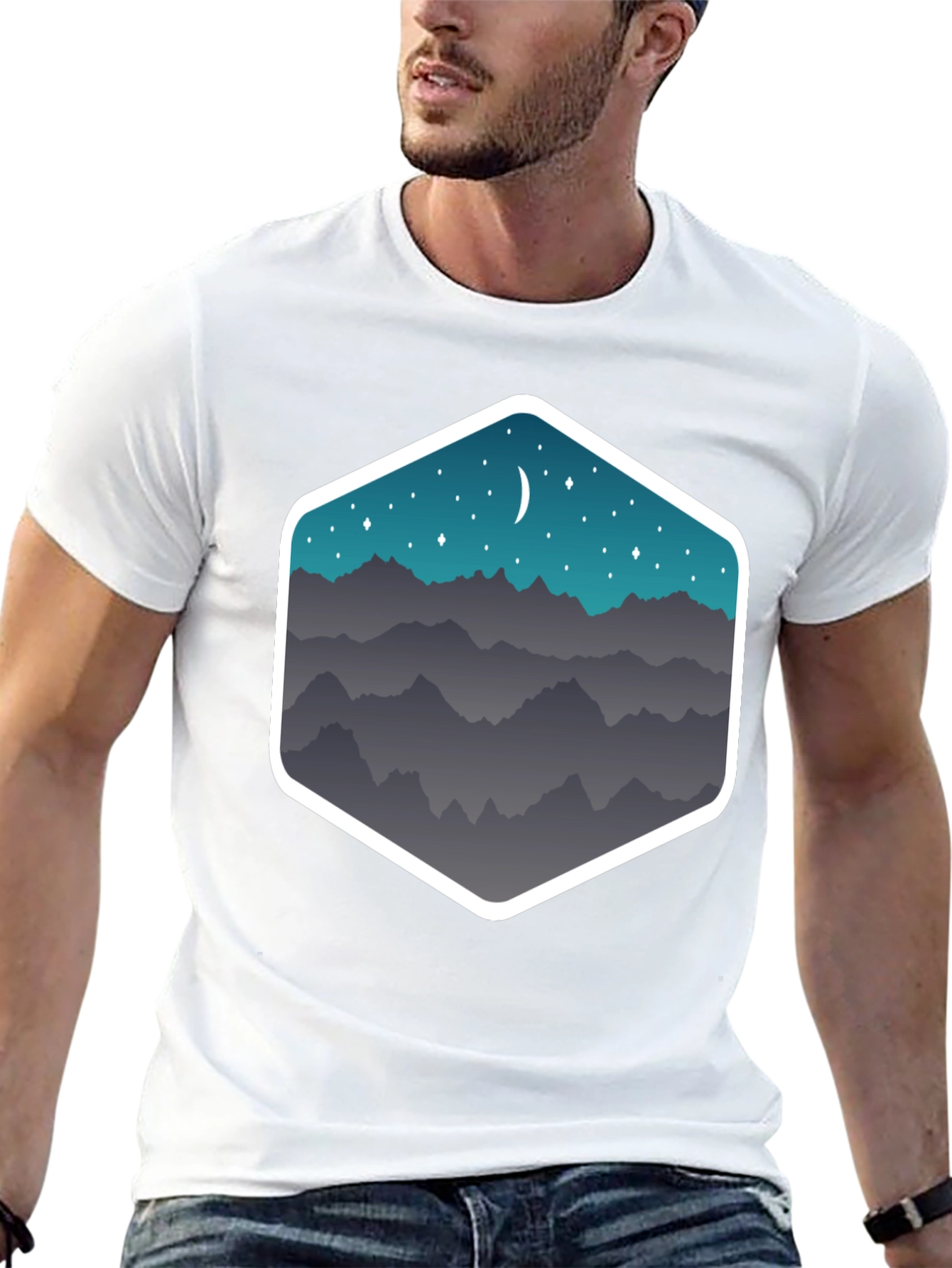 Mountain Moonscape Graphic Tee - Black