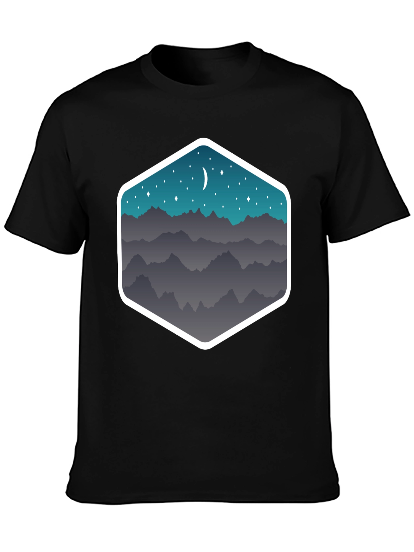 Mountain Moonscape Graphic Tee - Black