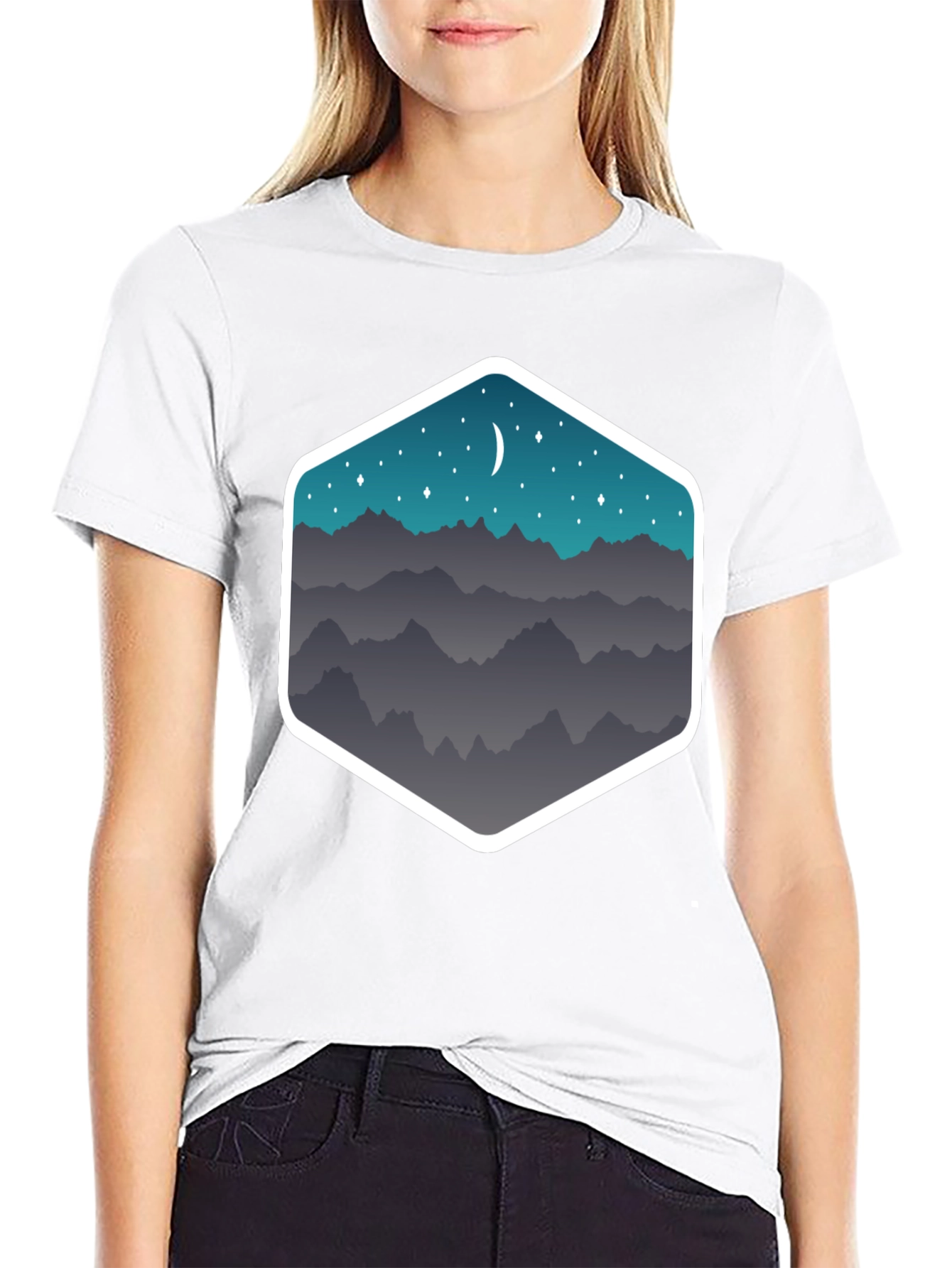 Mountain Moonscape Graphic Tee - Black