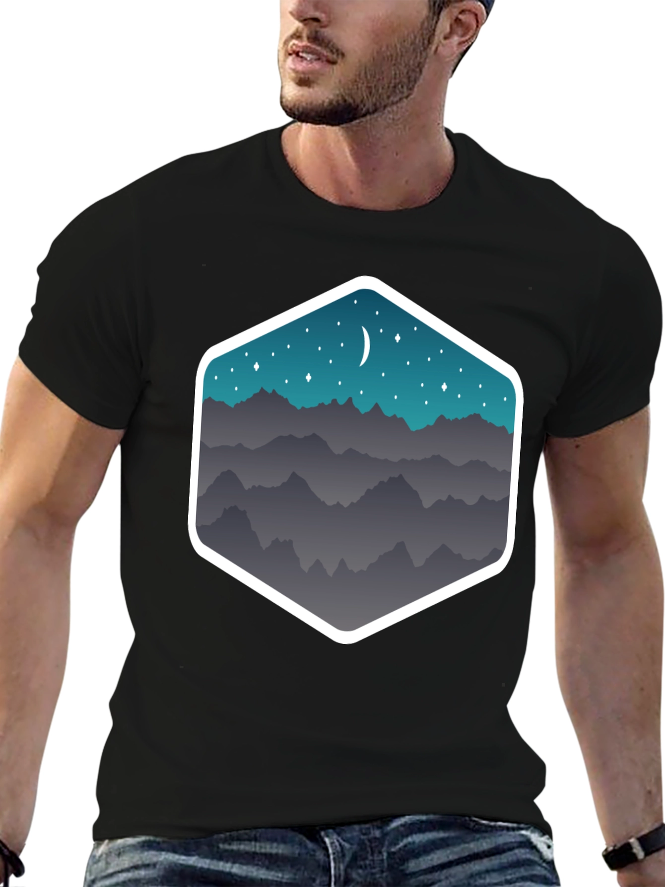 Mountain Moonscape Graphic Tee - Black
