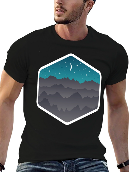 Mountain Moonscape Graphic Tee - Black