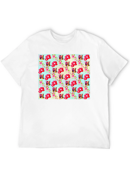 Floral M Patterned Black T-Shirt
