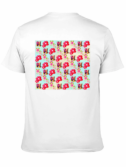 Floral M Patterned Black T-Shirt
