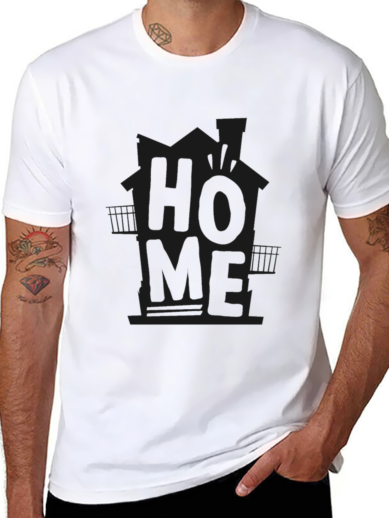 Mens Black HOME Graphic Tee - Casual Comfort