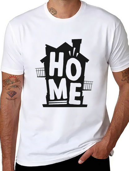 Mens Black HOME Graphic Tee - Casual Comfort