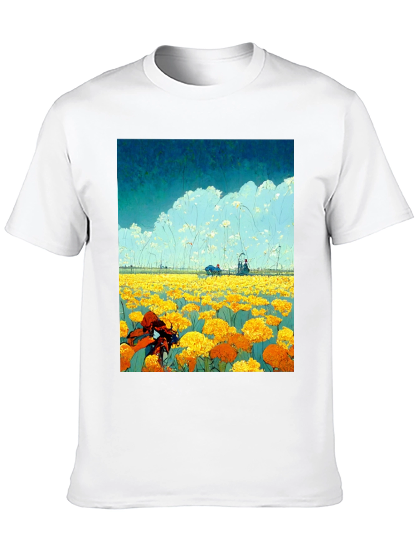 Floral Field Graphic Tee - Unique Design