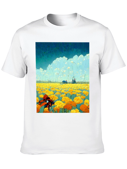 Floral Field Graphic Tee - Unique Design