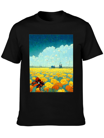 Floral Field Graphic Tee - Unique Design