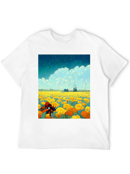 Floral Field Graphic Tee - Unique Design