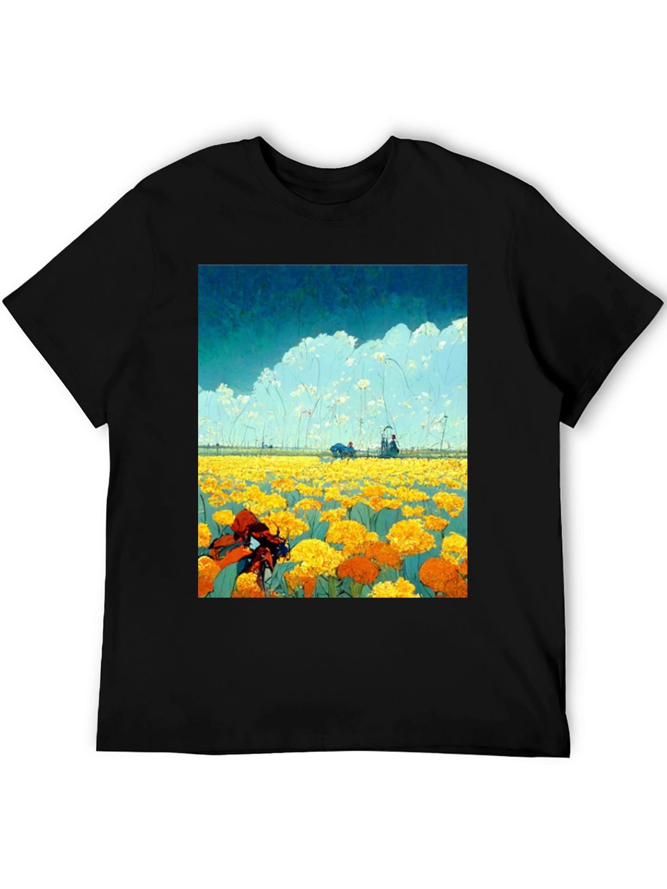 Floral Field Graphic Tee - Unique Design
