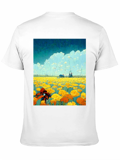 Floral Field Graphic Tee - Unique Design