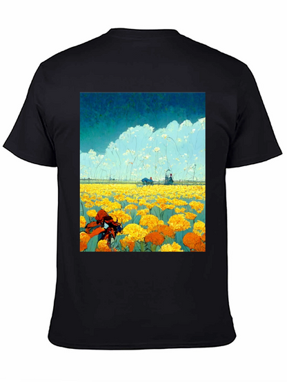 Floral Field Graphic Tee - Unique Design