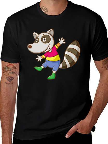 Cartoon Raccoon Graphic Tee - Fun Animal T-Shirt