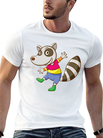 Cartoon Raccoon Graphic Tee - Fun Animal T-Shirt