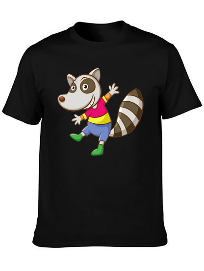 Cartoon Raccoon Graphic Tee - Fun Animal T-Shirt