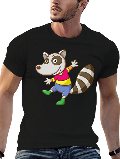 Cartoon Raccoon Graphic Tee - Fun Animal T-Shirt